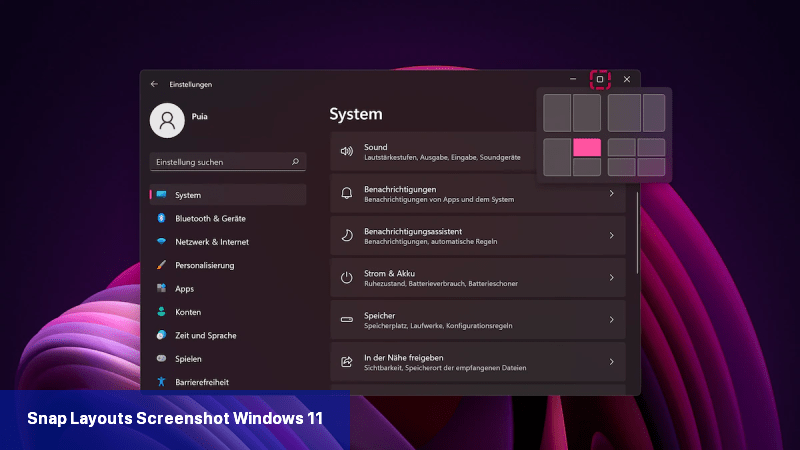 Snap Layouts Screenshot Windows 11