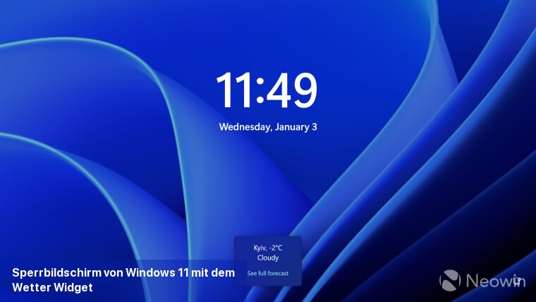 Sperrbildschirm von Windows 11 mit dem Wetter-Widget