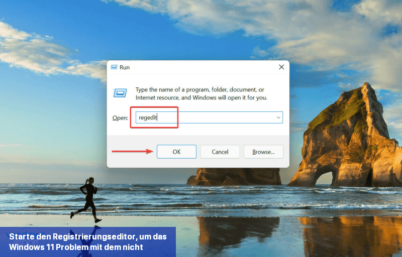 Starte den Registrierungseditor, um das Windows 11-Problem mit dem nicht vollständigen RAM zu beheben