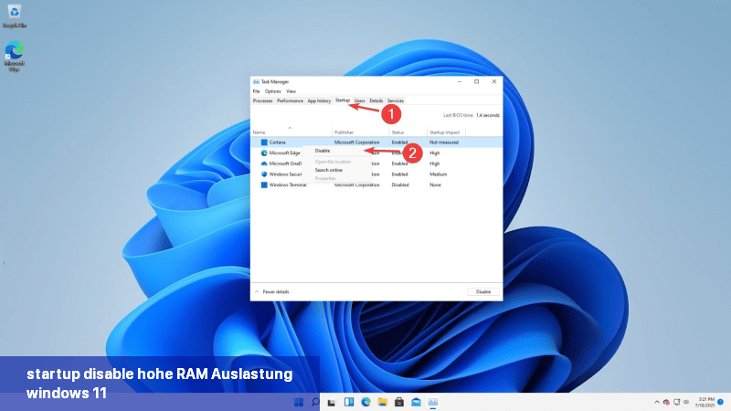 startup-disable hohe RAM-Auslastung windows 11