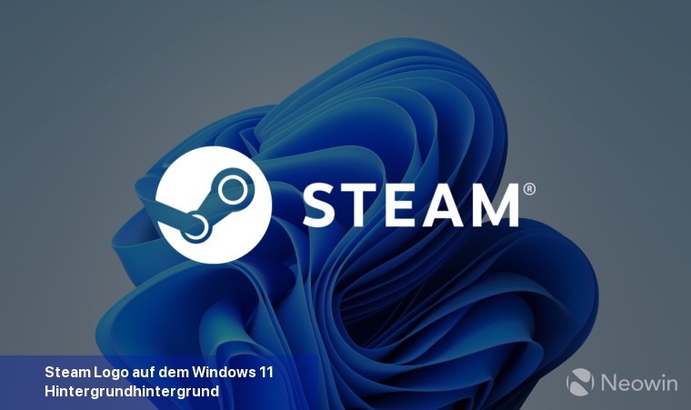 Steam-Logo auf dem Windows 11-Hintergrundhintergrund