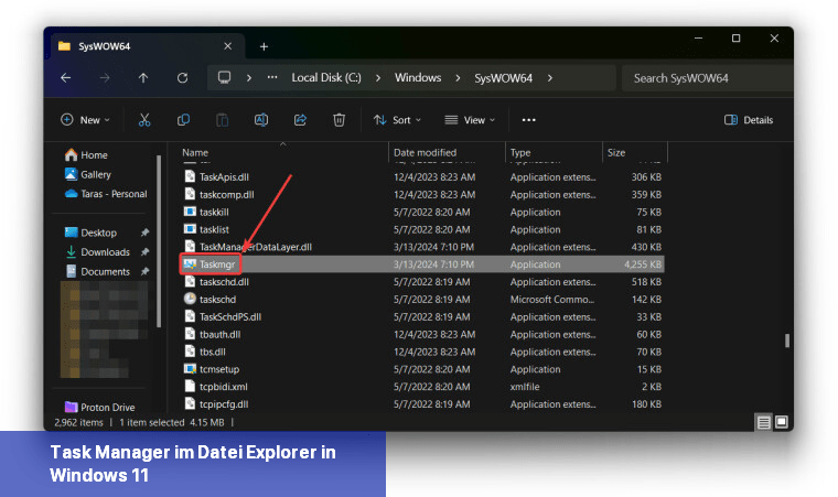 Task Manager im Datei-Explorer in Windows 11