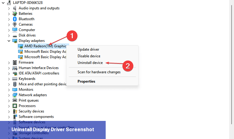 Uninstall Display Driver Screenshot