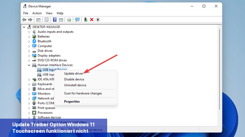 Update-Treiber-Option Windows 11 Touchscreen funktioniert nicht