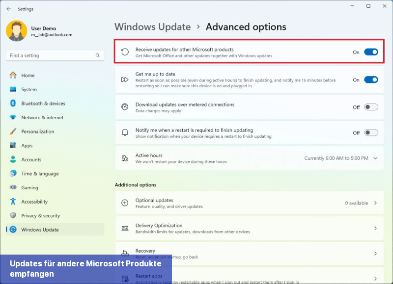 Updates für andere Microsoft-Produkte empfangen