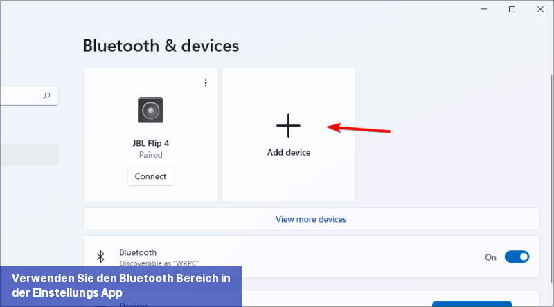 Verwenden Sie den Bluetooth-Bereich in der Einstellungs-App