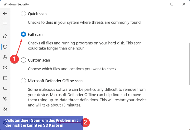 Vollständiger Scan, um das Problem mit der nicht erkannten SD-Karte in Windows 11 zu beheben