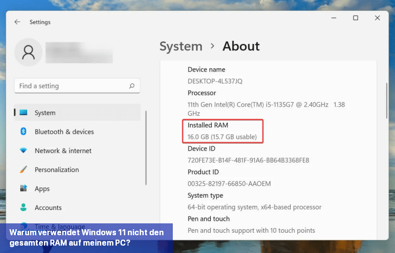 Warum verwendet Windows 11 nicht den gesamten RAM auf meinem PC?