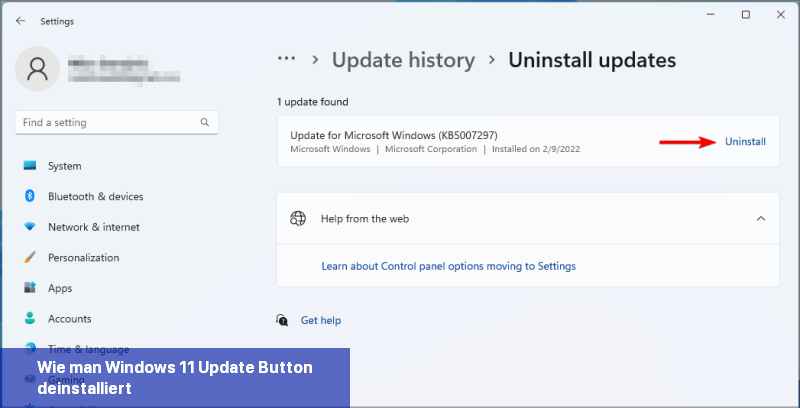 Wie man Windows 11 Update-Button deinstalliert