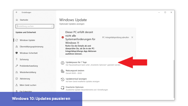 Windows 10: Updates pausieren