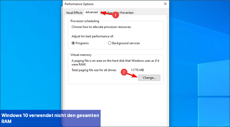 Windows 10 verwendet nicht den gesamten RAM