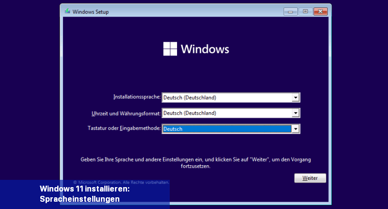 Windows 11 installieren: Spracheinstellungen