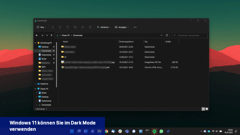 Windows 11 können Sie im Dark Mode verwenden
