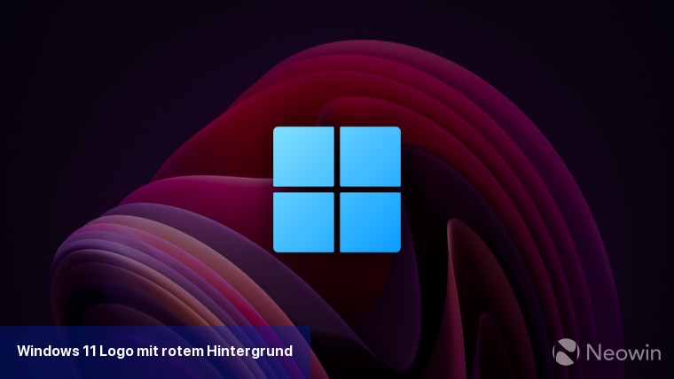 Windows 11-Logo mit rotem Hintergrund