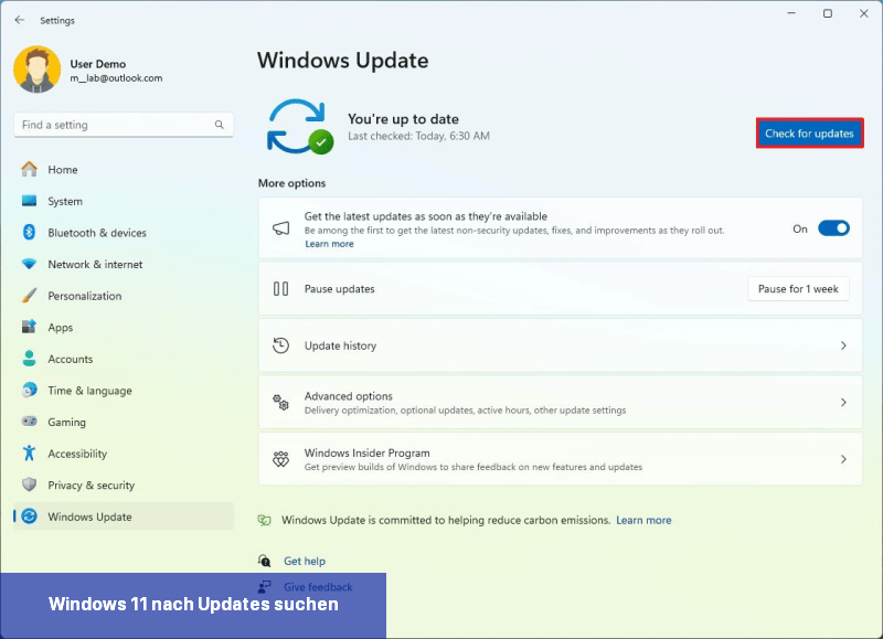 Windows 11 nach Updates suchen