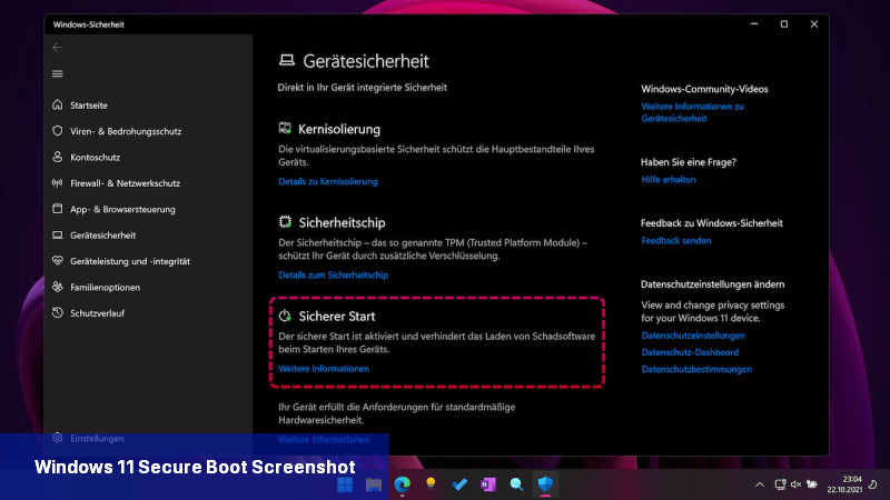 Windows 11 Secure Boot Screenshot