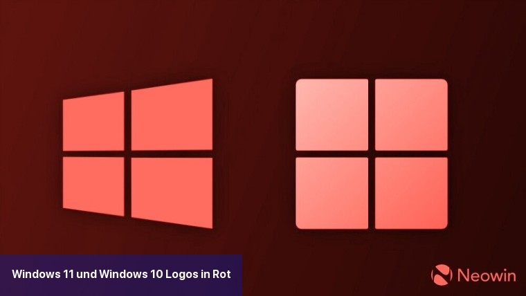 Windows 11 und Windows 10 Logos in Rot