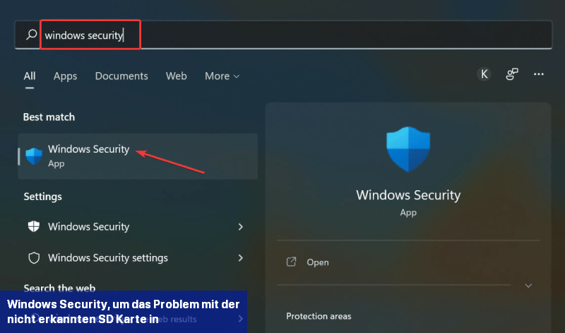 Windows Security, um das Problem mit der nicht erkannten SD-Karte in Windows 11 zu beheben