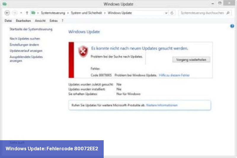 Windows Update: Fehlercode 80072EE2