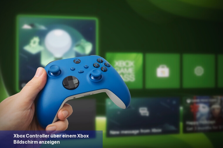 Xbox-Controller über einem Xbox-Bildschirm anzeigen