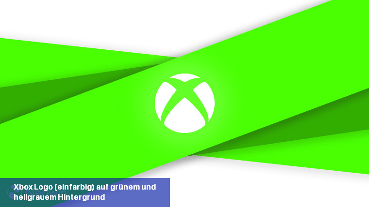Xbox-Logo (einfarbig) auf grünem und hellgrauem Hintergrund