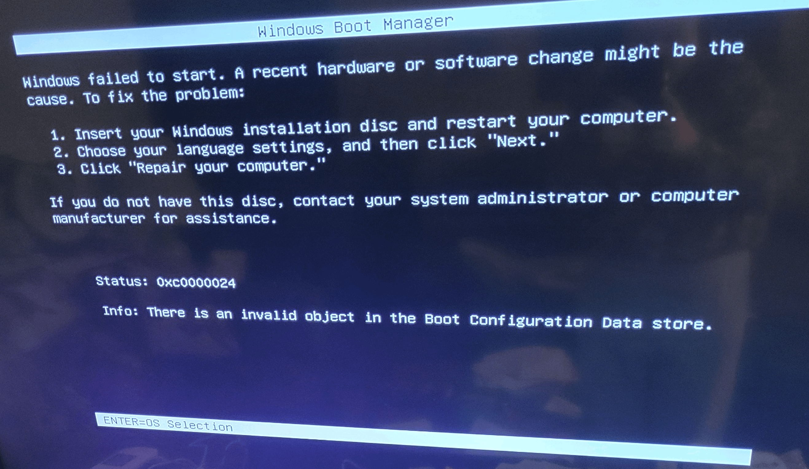 HP8200, Windows 10Pro, 0xc0000024 Fehler...